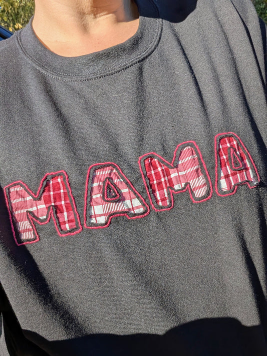 Hand Embroidered Reverse Applique Mama Sweatshirt