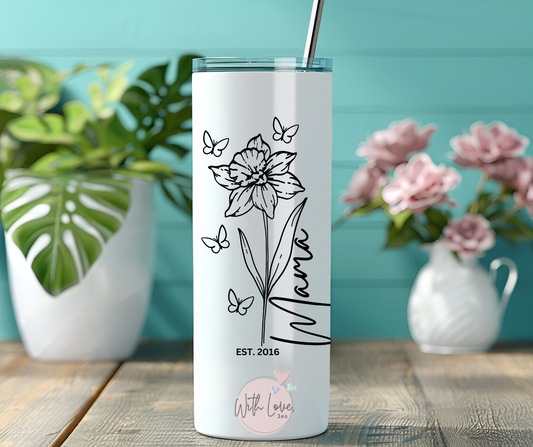 Mama Birth Flower Tumbler